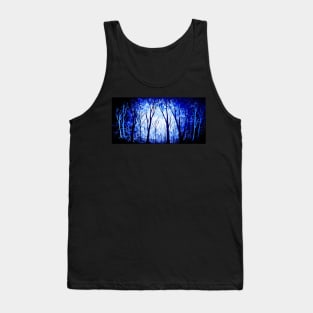 Minimal Black and White with Blue Tree Art Tank Top